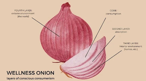 Wellness Onion illustration showing common layers of wellness.