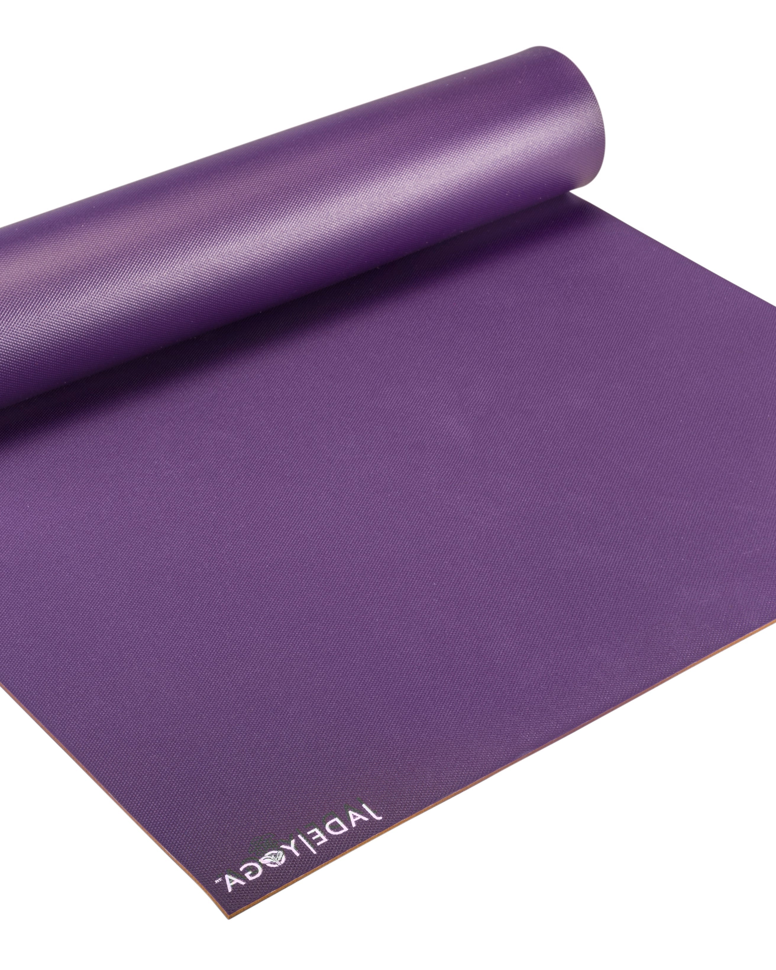Purple mushroom yoga mat with 'JADE YOGA' branding on a white background