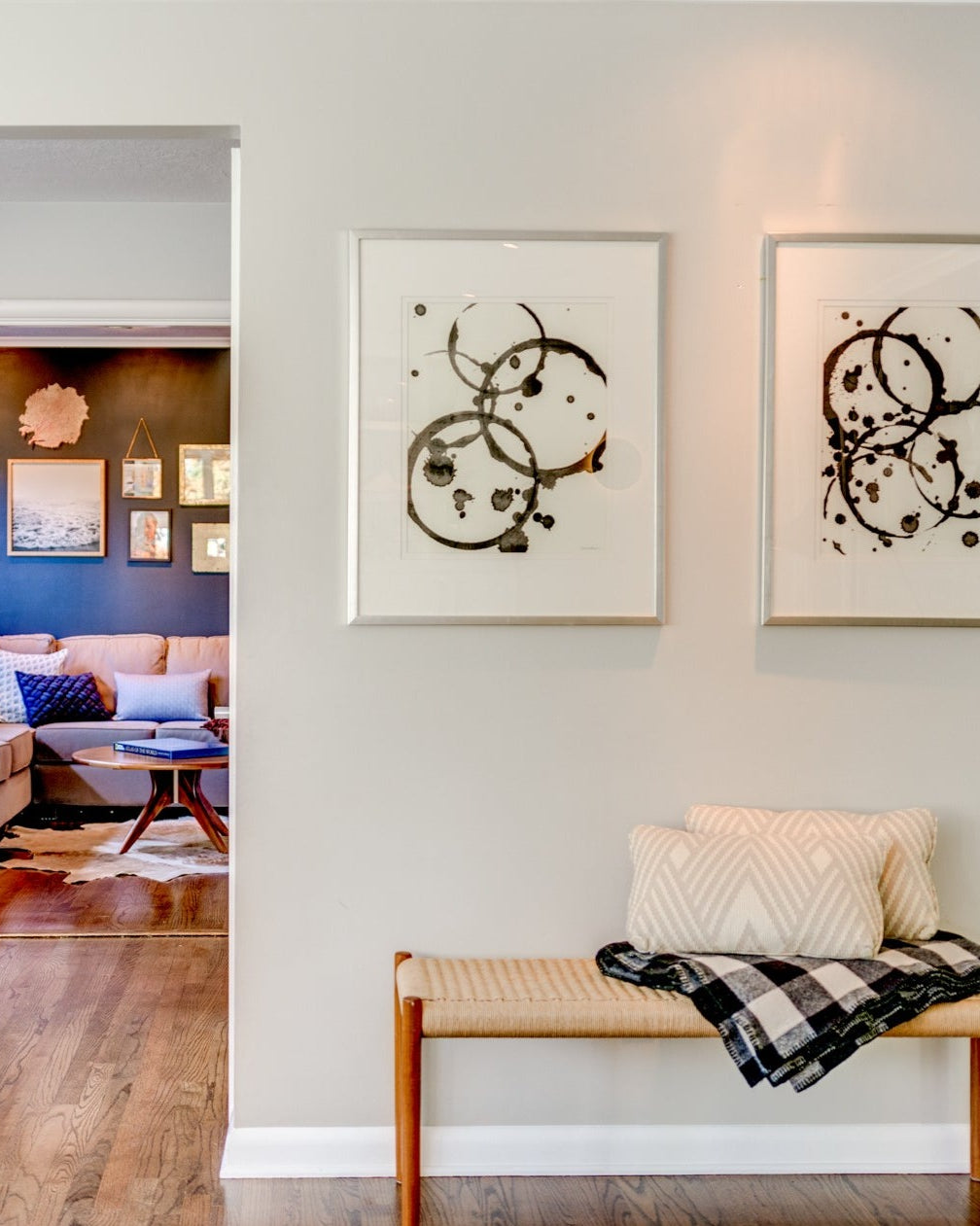 Mid-century modern interior design entry bench