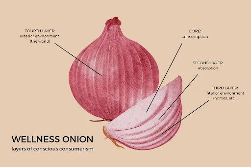 Wellness Onion illustration showing common layers of wellness.
