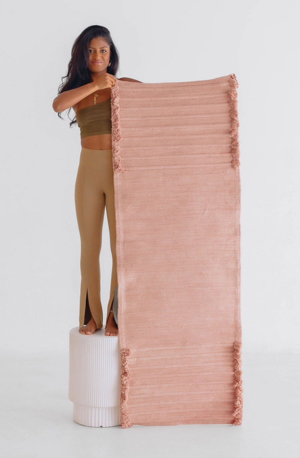 Rose Quartz herbal yoga mat for gentle practice