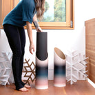 Yoga mat storage between two holiday snowflakes