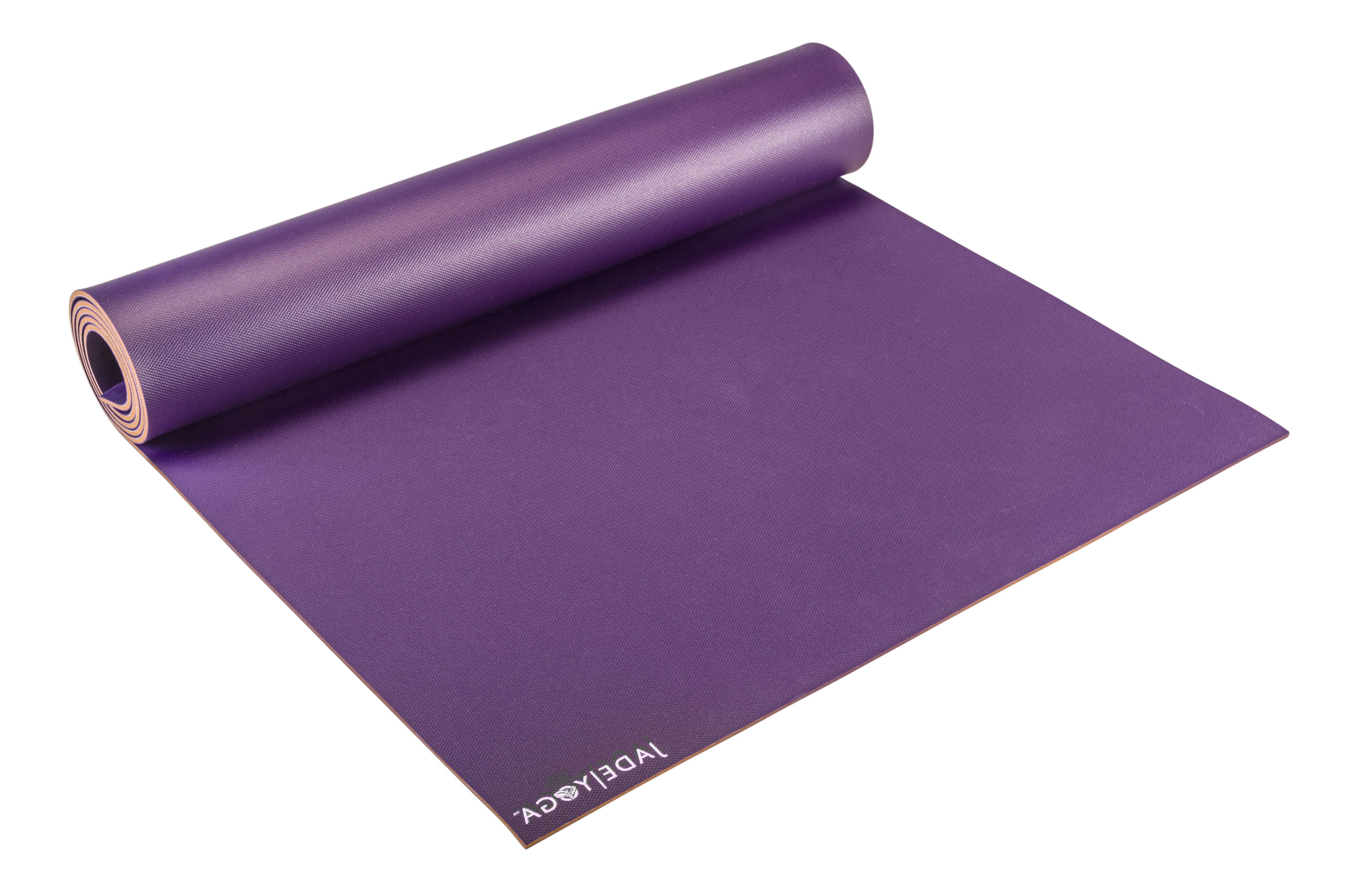 Purple mushroom yoga mat with 'JADE YOGA' branding on a white background