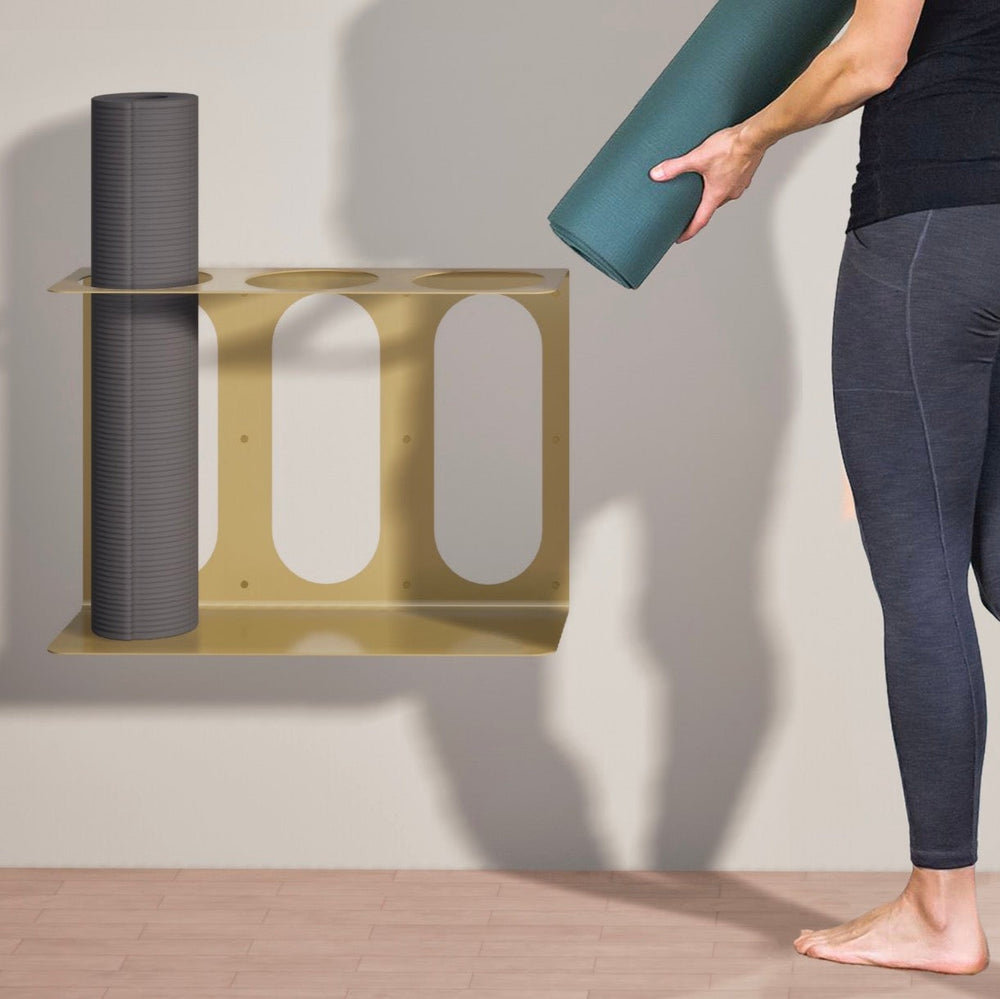 Yoke 3 Mat Bracket Gold for organized Zen Den yoga storage